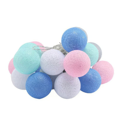 LED Cotton Ball String Lights — Camping Tent Fairy Lights, Battery/USB Powered, Warm Cozy Glow